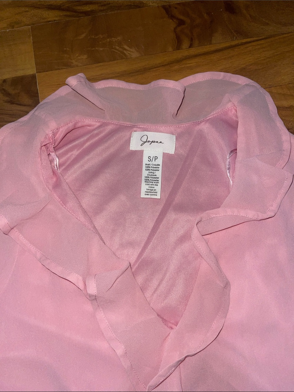 Light Pink Ruffle-Front Long Sleeve Dress - Picture 2 of 3
